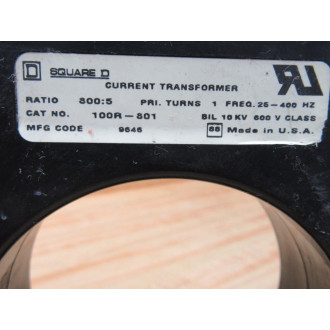 Square D 100R-801 Current Transformer 6313 100R801 800:5 - Used
