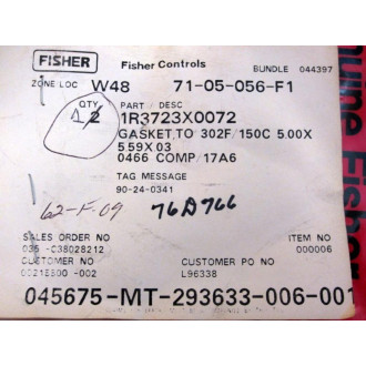 Fisher 1R3723X0072 Gasket, To 302°F150°C 5.00x5.59x.03