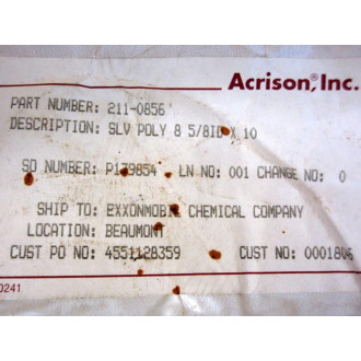 Acrison 211-0856 SLV POLY 8 58 IDx10  2110856 - New No Box