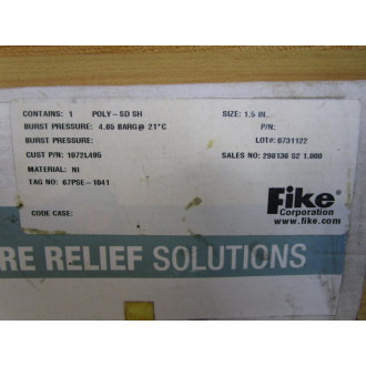 Fike 1072L495 1.5" Rupture Disc POLY-SD SH
