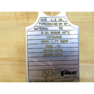 Fike 1072L046 1.5" Rupture Disc POLY-SD BT DH
