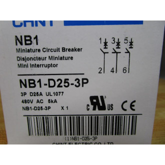 Chint NB1-D25-3P 25A Circuit Breaker NB1D253P (Pack of 3)