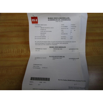 BS&B Safety Systems 14005862-1 6" Rupture Disc S-90