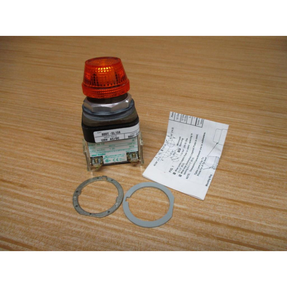 Allen Bradley 800T-QL10A Amber Pilot Light - New No Box