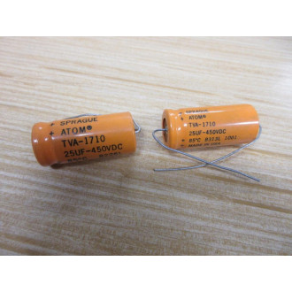 Sprague TVA-1710 Atom Capacitor TVA1710 25 UF 450 VDC (Pack of 2) - New No Box