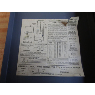 Allen Bradley 712AAB24D AC Automatic Starter Bulletin 712 - Used