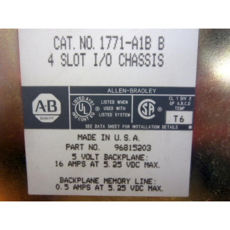Allen Bradley 1771-A1BB IO Chassis 1771A1B Ser.B - Used