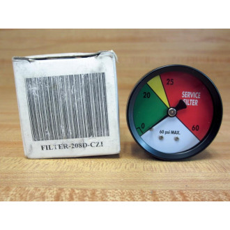 PIC FILTER-208D-CZ1 2" Filter Gauge wColor Zones 127671