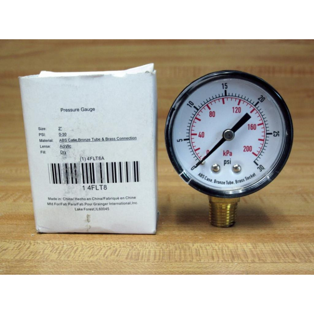 Grainger 4FLT8 2" Pressure Gauge 4FLT8A Grainger 4FLT8 2" Pressure Gauge 4FLT8A
