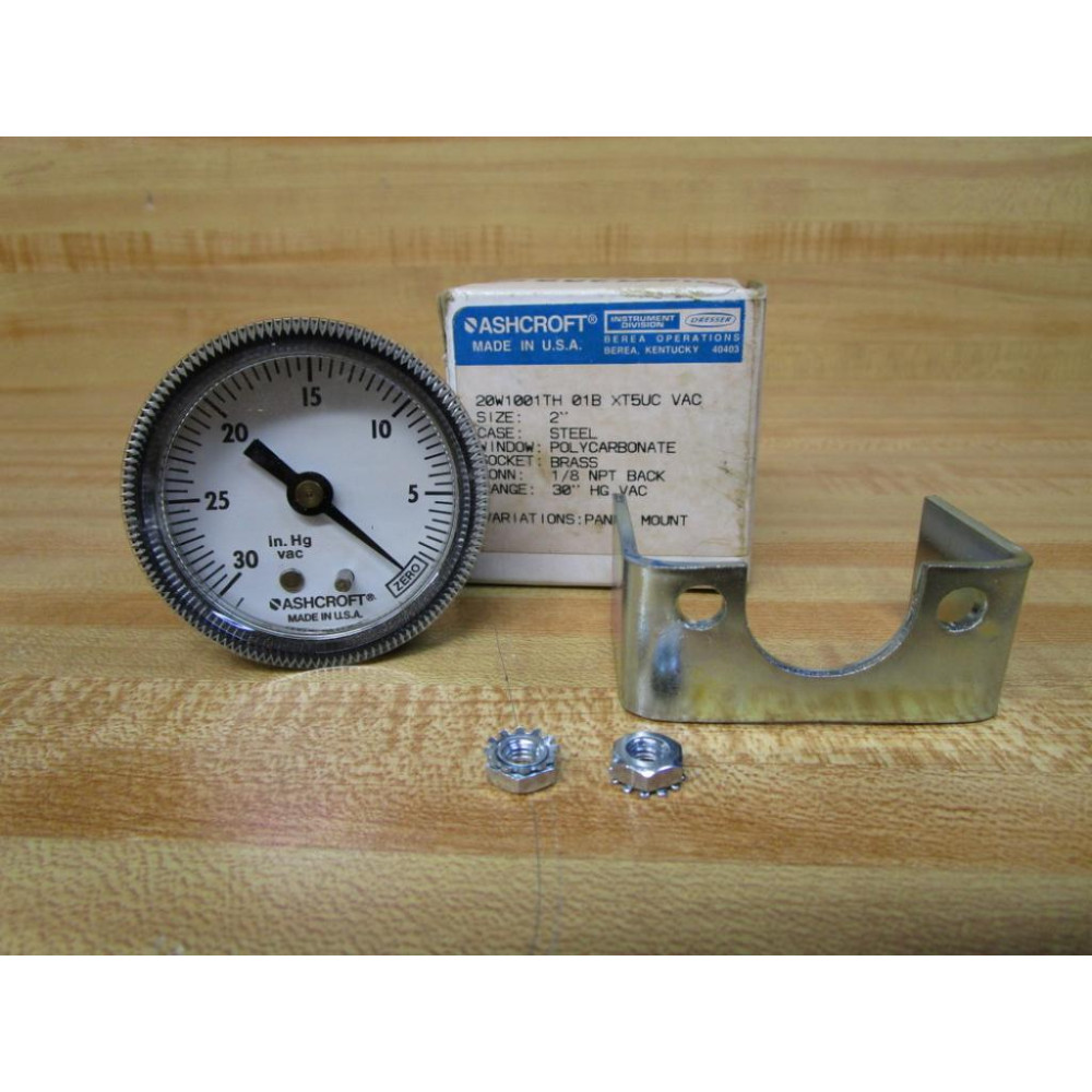 Ashcroft 20W1001Th 01B XT5UC VAC Dresser Vacuum Gauge WMounting Hardware