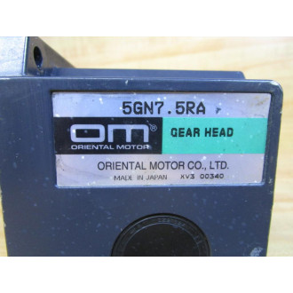 Oriental Motor 5GN7.5RA OM Solid Shaft Gearhead 5GN75RA - Used