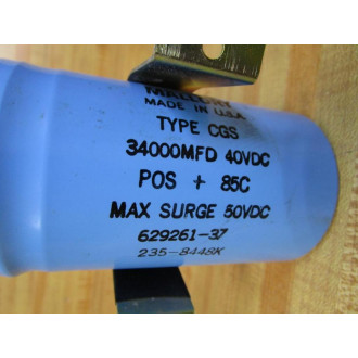 Mallory 629261-37 Capacitor 62926137 34000 MFD 40VDC WMounting Bracket - Used