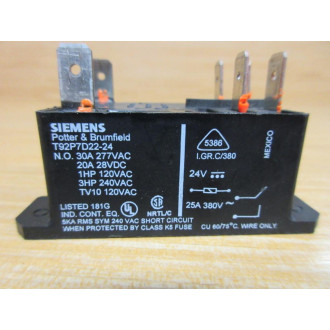 Siemens T92P7D22-24 Potter & Brumfield Relay T92P7D2224 - Used