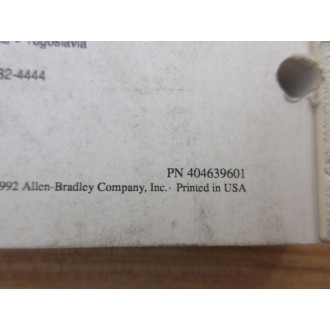 Allen Bradley 404639601 User Manual For 1775-KA Module - Used