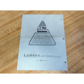 Lambda IM-LRS-52 Regulated Power Supplies Instruction Manual - New No Box