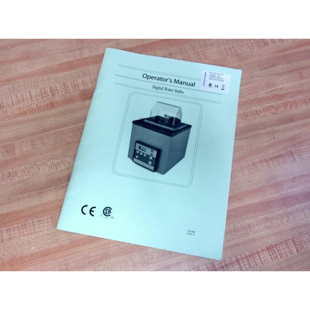 Cole-Palmer 110-288 Digital Water Bath Operator's Manual - New No Box Cole-Palmer 110-288 Digital Water Bath Operator's Manual - New No Box
