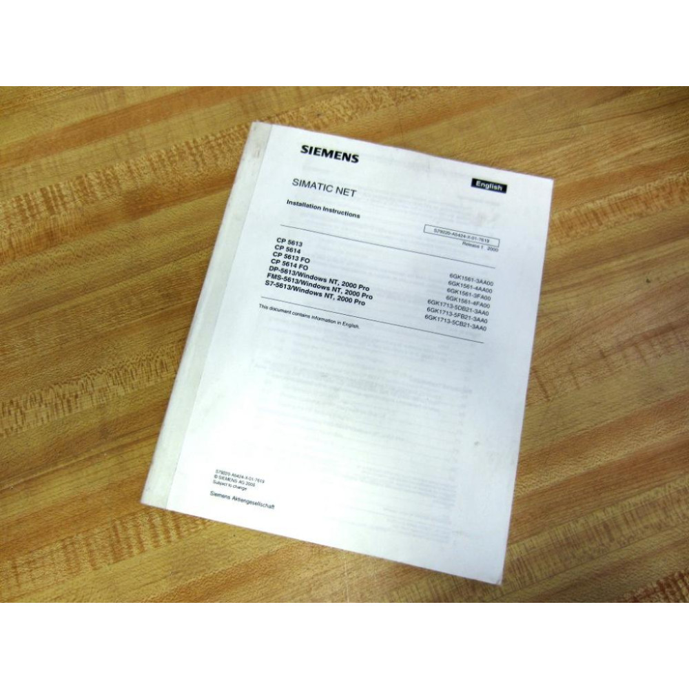 Siemens S79220-A5424-X-01-7619 Installation Instructions - New No Box