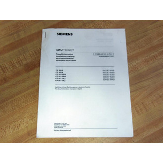 Siemens S79220-A5814-X-03-7419 Product InformationInstallation Instructions - New No Box
