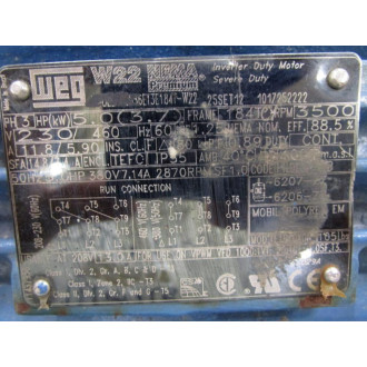 WEG CT005402NPW22184TDIN Motor CT005402NPW22 Tested - Used