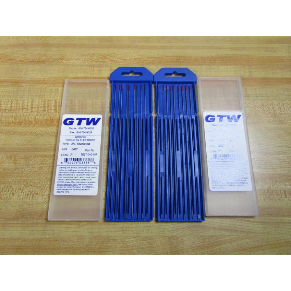 GTW TE2T-040-10T Ground Tungsten Electrode TE2T04010T (Pack of 19)
