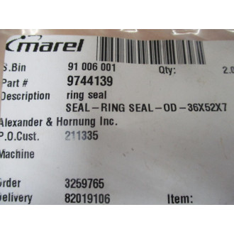 Marel 9744139 Ring Seal - New No Box