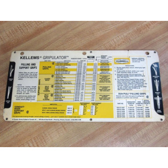 Hubbell KSC-1178 Kellems Gripulator wPull-Out Chart KSC1178 - New No Box