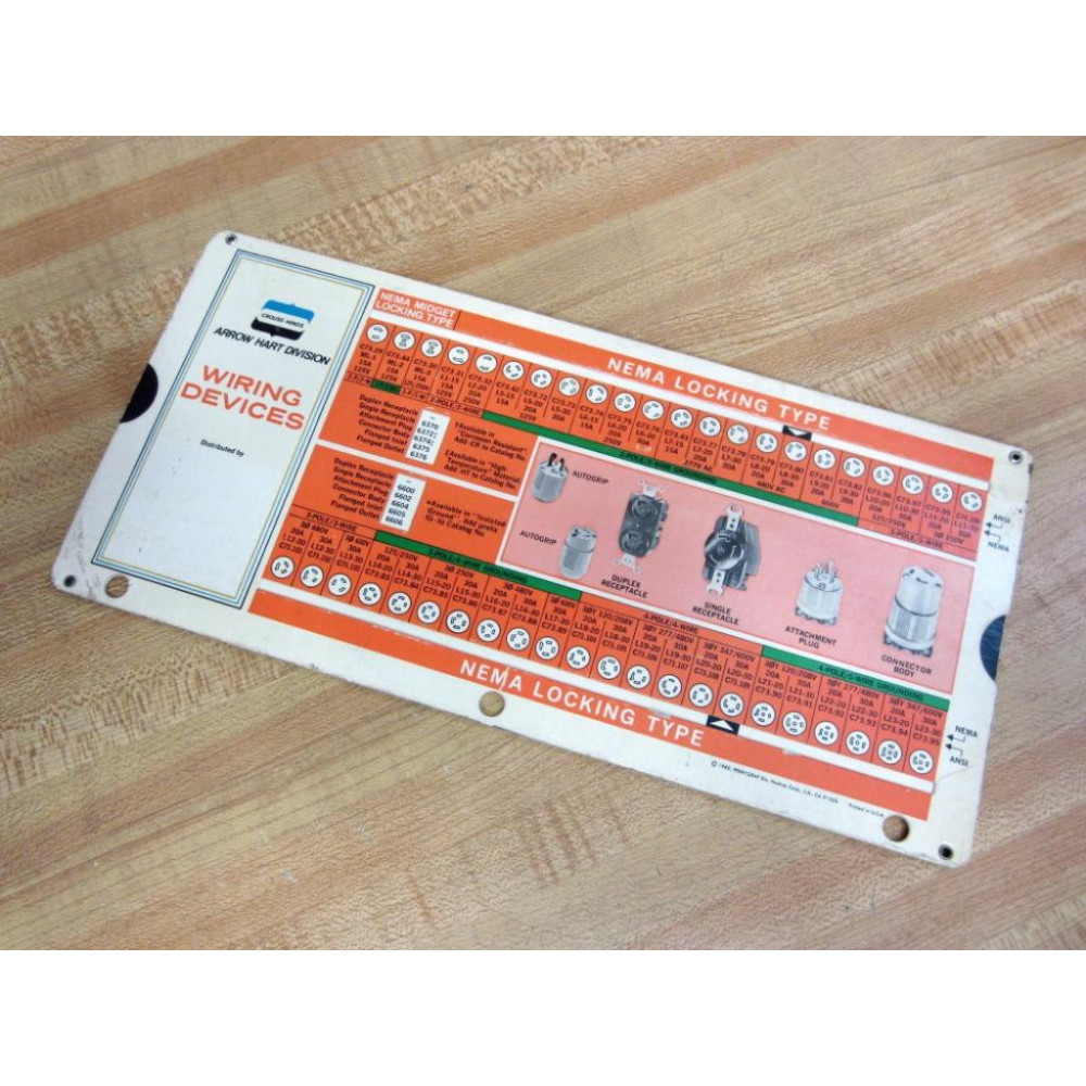 Arrow Hart Wiring Devices wPull-Out Chart - New No Box Arrow Hart Wiring Devices wPull-Out Chart - New No Box