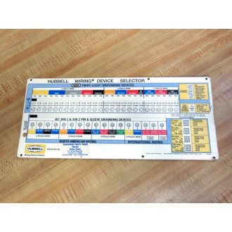 Hubbell ASC8245 Wiring Device Selector wPull-Out Chart H4387 - New No Box