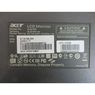 Acer AL2216W LCD Monitor wMount - Used