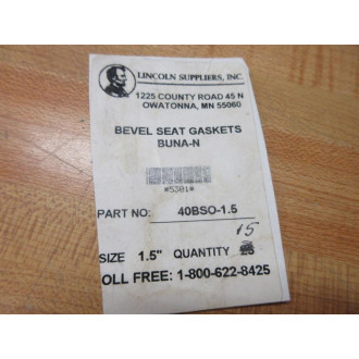 Lincoln 40BSO-1.5 Bevel Seat Gasket 40BSO15 (Pack of 15) - New No Box