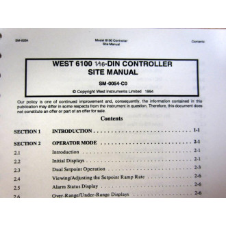 West Instruments SM-0054-C0 6100 116-DIN Controller Site Manual - New No Box
