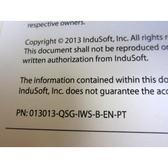 InduSoft 013013-QSG-IWS-B-EN-PT Web Studio v7.1 Quick Start Guide - New No Box