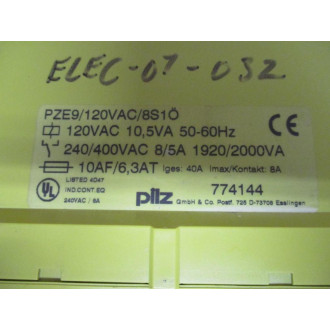 Pilz PZE9120VAC8S1Ö Safety Relay 774144 - Used