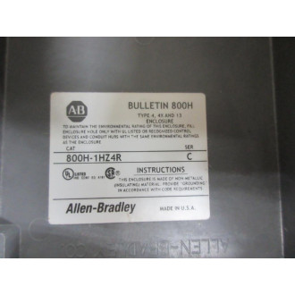 Allen Bradley 800H-1HZ4R Push Button Enclosure 800H1HZ4R - Used