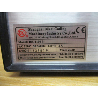 Shanghai Dikai DK-1100B Date Coding Machine DK1100B - New No Box