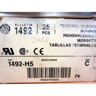 Allen Bradley 1492-H5 Terminal Block 1492H5 Red LED (Pack of 25)
