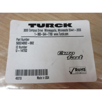 Turck 50024092-002 EuroFast Cordset U-14702