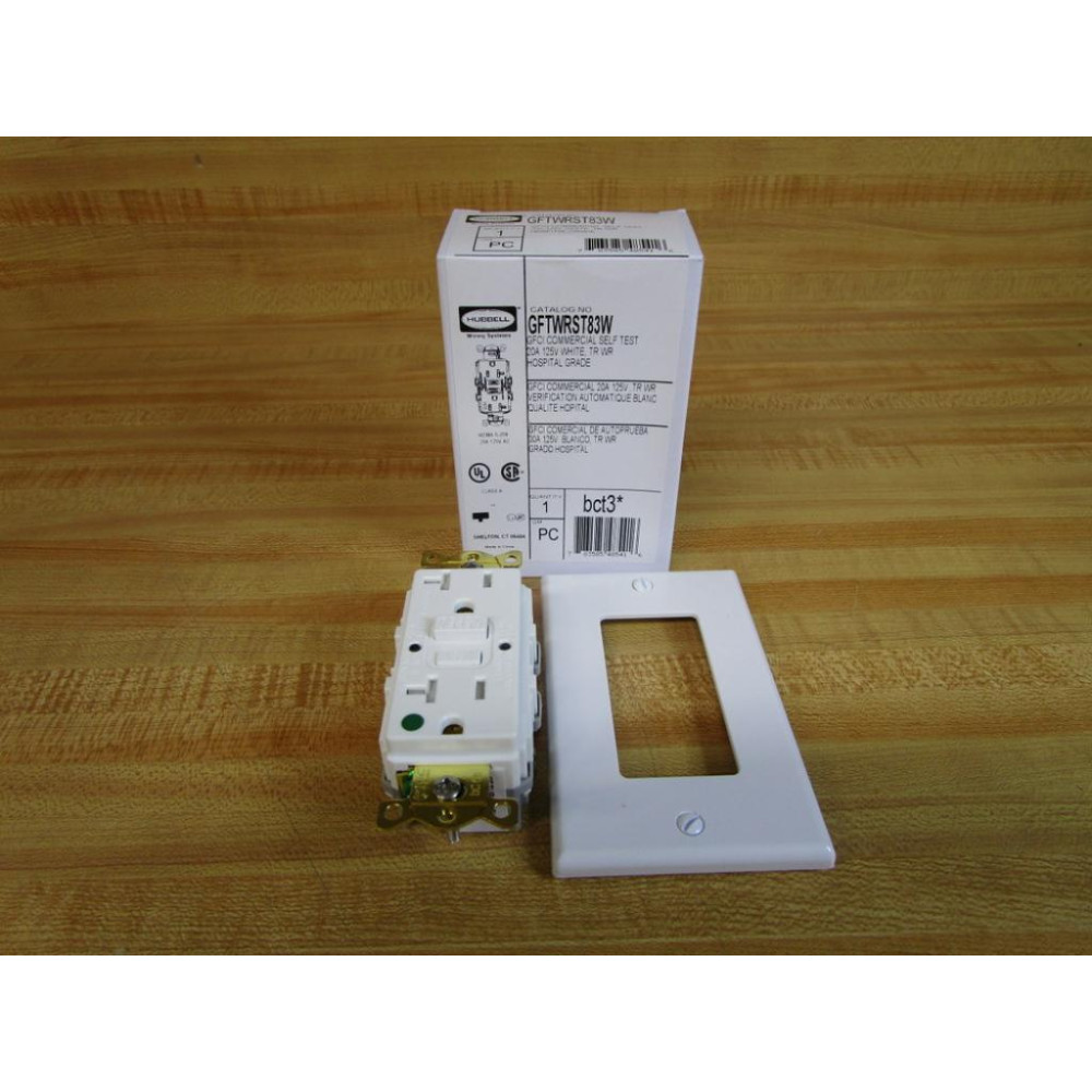 Hubbell GFTWRST83W GFCI Commercial Self Test Receptacle
