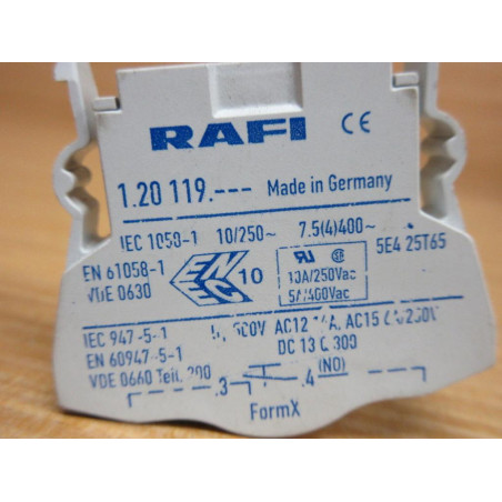 Rafi 1.20-119 Contact Block 120119 Form X, N.O. - New No Box