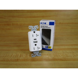 Eaton TRUSBAC20W-BOX USB A&C Charger Duplex Receptacle TRUSBAC20WBOX