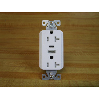 Eaton TRUSBAC20W-BOX USB A&C Charger Duplex Receptacle TRUSBAC20WBOX