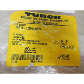 Turck RKF 96-0.3M14.5NPT MiniFast Receptacle U0924-85