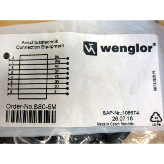 Wenglor S80-5M Connection Line S805M 106675 MRO30626