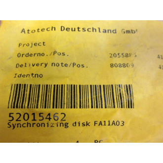 Atotech 52015462 FA11A03 Synchronizing Disk MRO130076 - New No Box