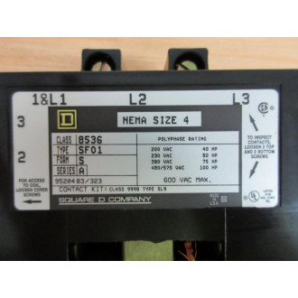 Square D 8536-SF01-S Motor Starter 8536SF01S WO Coil