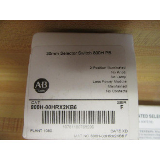 Allen Bradley 800H-00HRX2KB6 Selector Switch