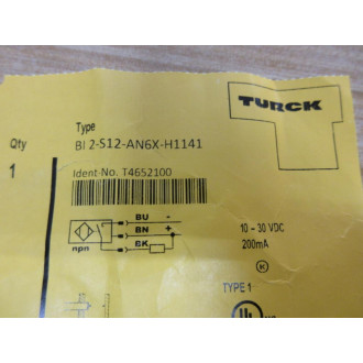 Turck BI 2-S12-AN6X-H1141 Inductive Sensor T4652100