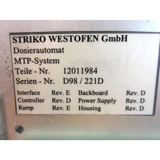 StrikoWestofen 12011984 MTP-System IO Rack - Used
