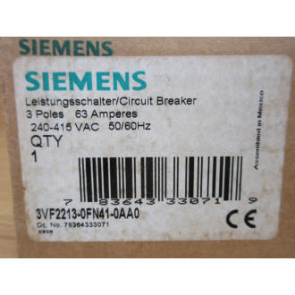 Siemens 3VF2213-0FN41-0AA0 63A Circuit Breaker 3VF22130FN410AA0