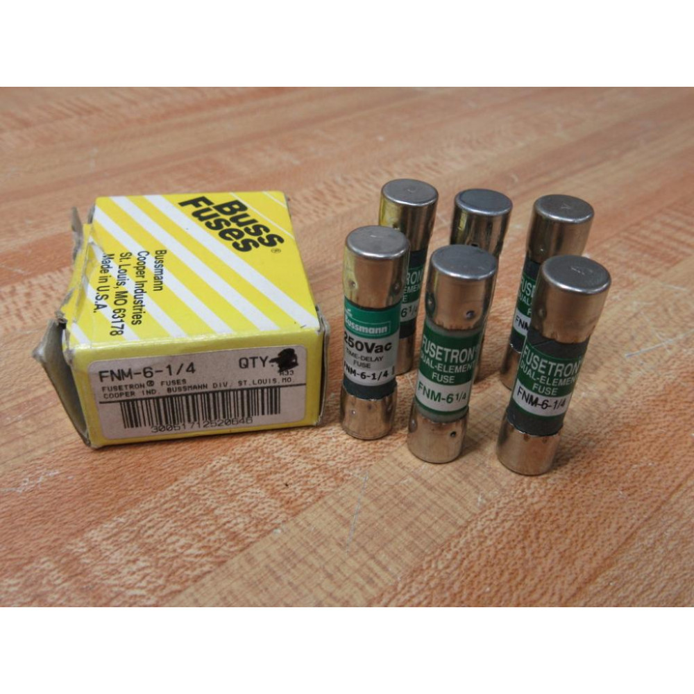 Buss FNM-6-14 Fusetron Fuse Cross Ref 6C208 (Pack of 6)